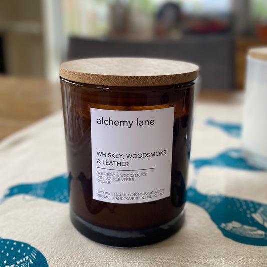 Whiskey, Woodsmoke & Leather - Soy Wax Candle - 350ml