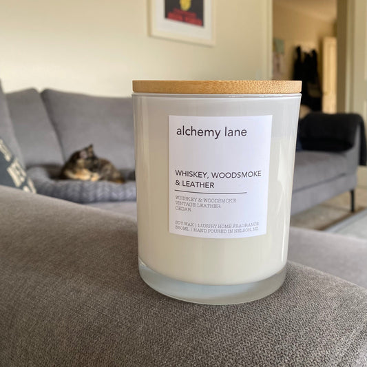 Whiskey, Woodsmoke & Leather - Soy Wax Candle - 350ml